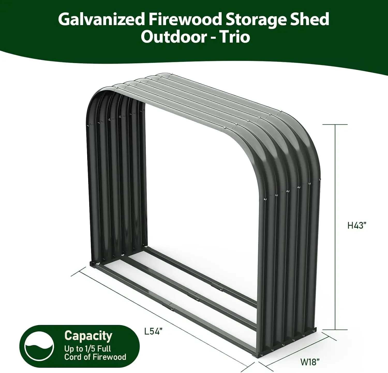 

[Best Seller, Buy Now!]Galvanized Steel Firewood Storage Shed Outdoor Corrugated Metal Log Rack, Heavy Duty Log holder Lumber St