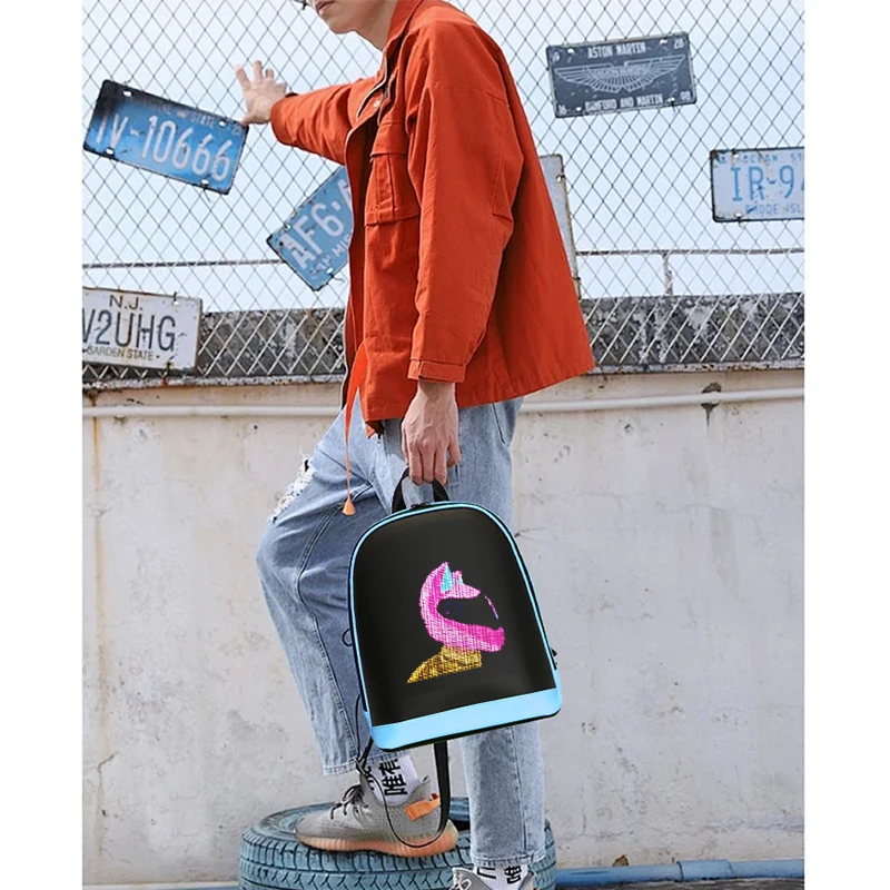 حقيبة المدرسة شاشة LED الهاتف الخليوي البرمجة DIY نمط خفيفة الوزن الصلب حالة المرأة حقيبة السفر حقائب الظهر الكلية #6