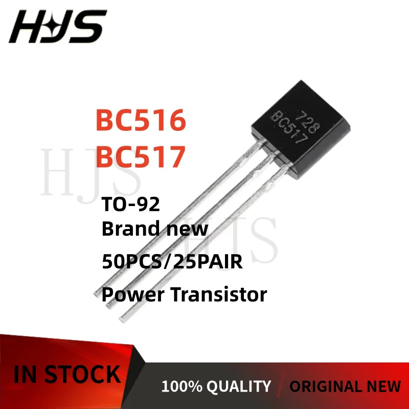 50PCS/25Pairs BC516 BC517 TO-92 (25pcs BC516 + 25pcs BC517) Power Transistor 100% New