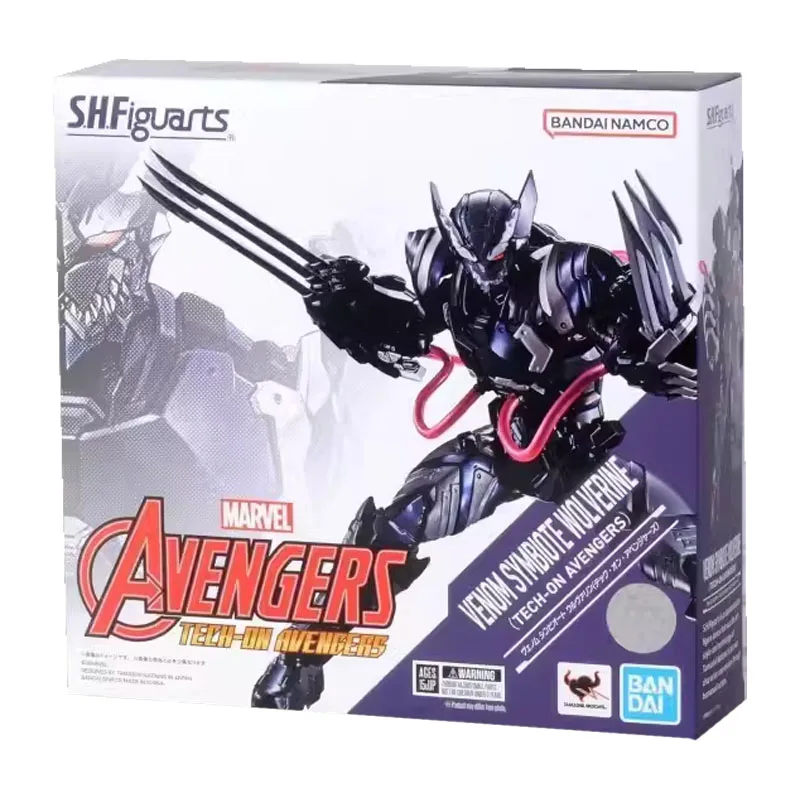 Original Genuine S.H.Figuarts SHF TECH-ON AVENGERS VENOM SYMBIOTE WOLVERINE Bandai Anime Model Toys Action Figure Collectible