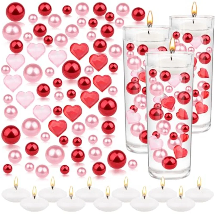 

10164Pcs Valentine's Day Vase Filler Decoration Heart s Bowl Filler Mini Acrylic Love Hearts Beads Floating Cles Centerpiece fo
