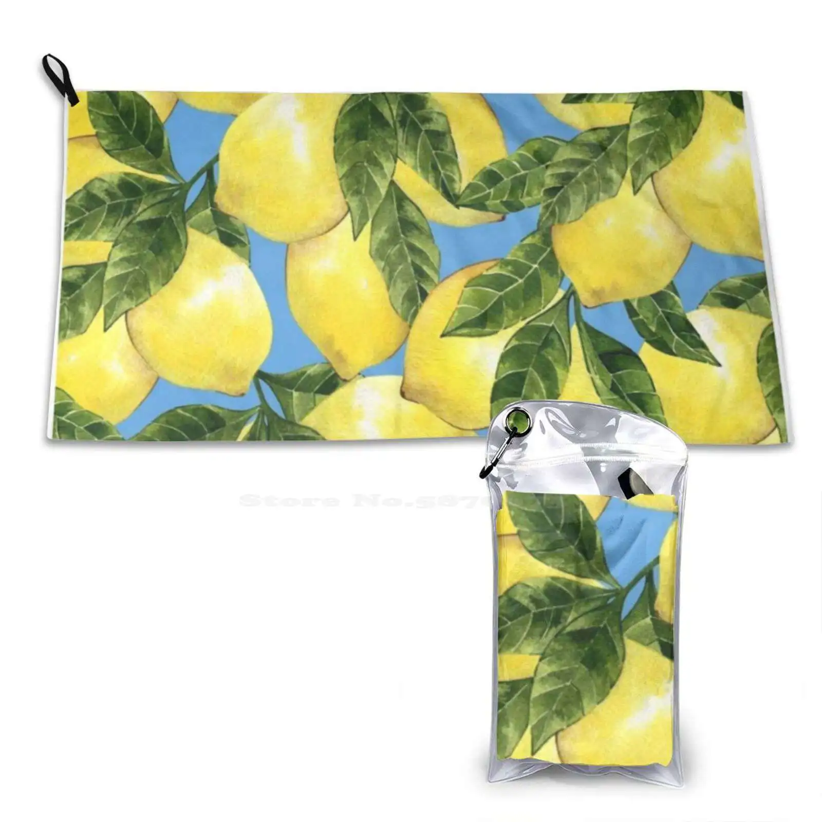 Lemon Design Custom Soft Sport Towels Home Outdoor Design Cute Stylish Fashionable Cool Unique Blue Lemons Lemonade Citron