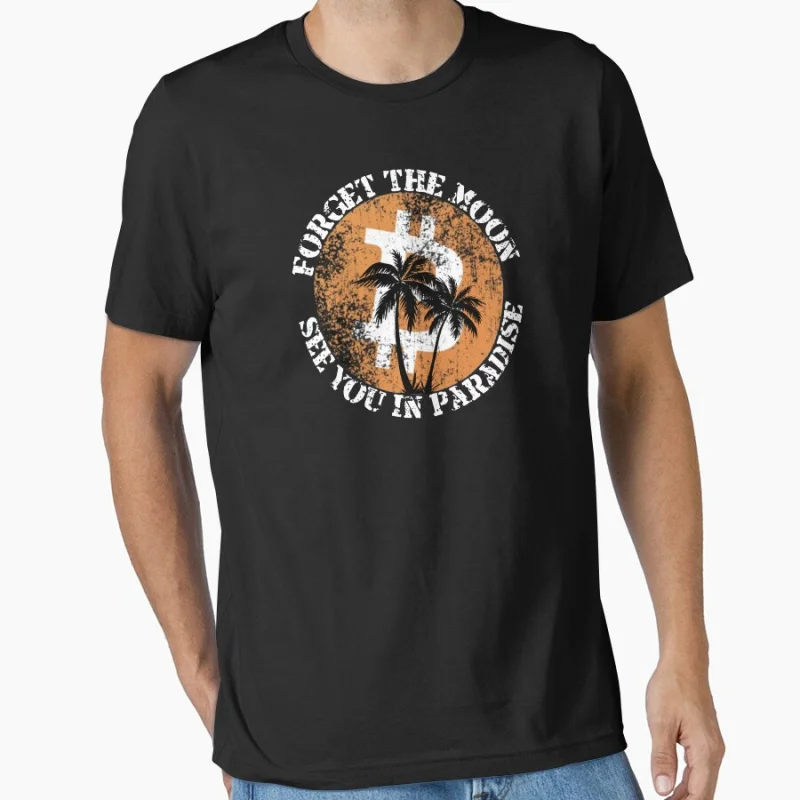 

See You In Paradise Bitcoin Sunset Crypto Cryptocurrency 100% cotton printed t shirt for men large size Adult tops S-6XL