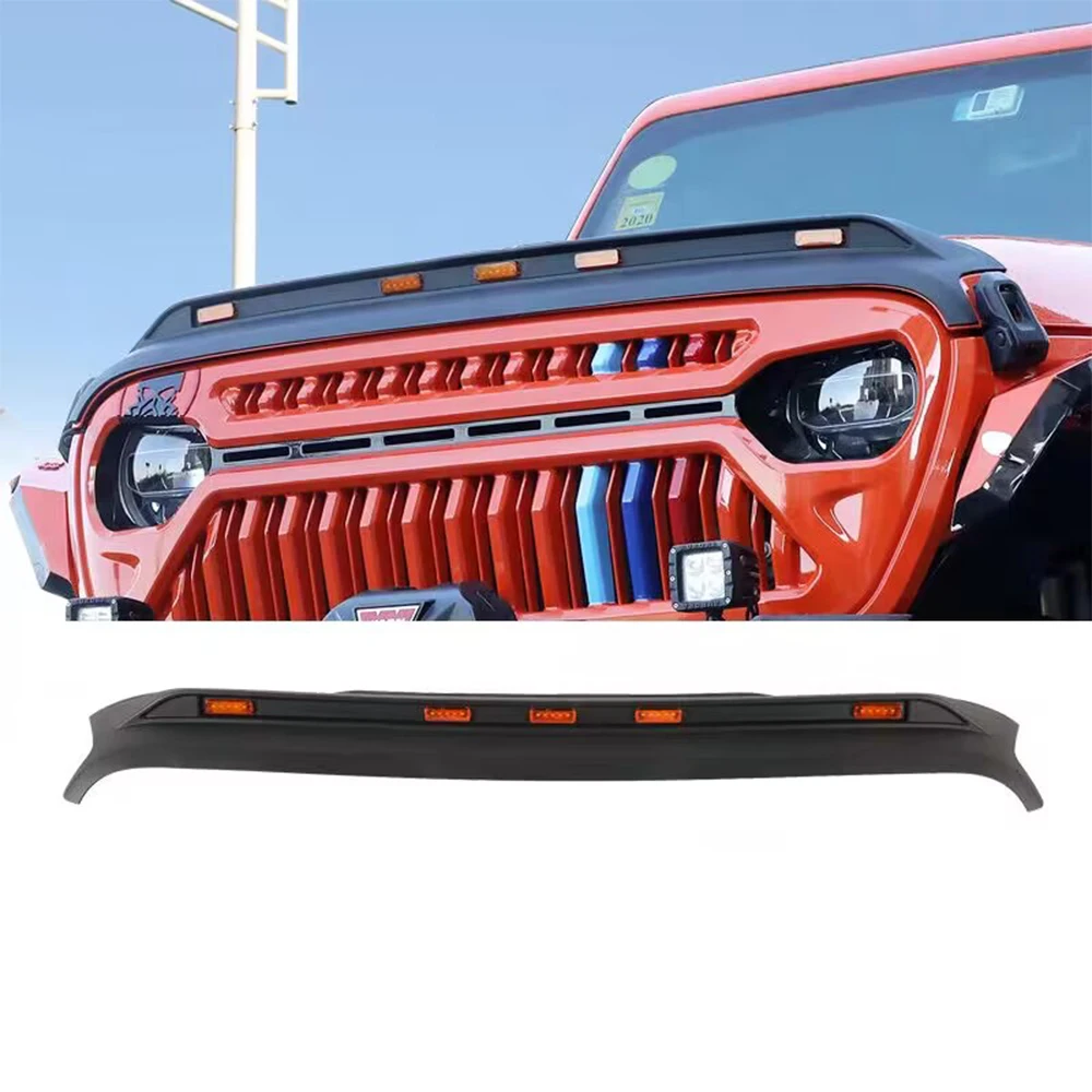 1 PairJK Front Hood Bug Stone Chip with LED Deflector Guard Front Gravel Block for Grille J402 for wrangler 2007-2017 Auto Parts