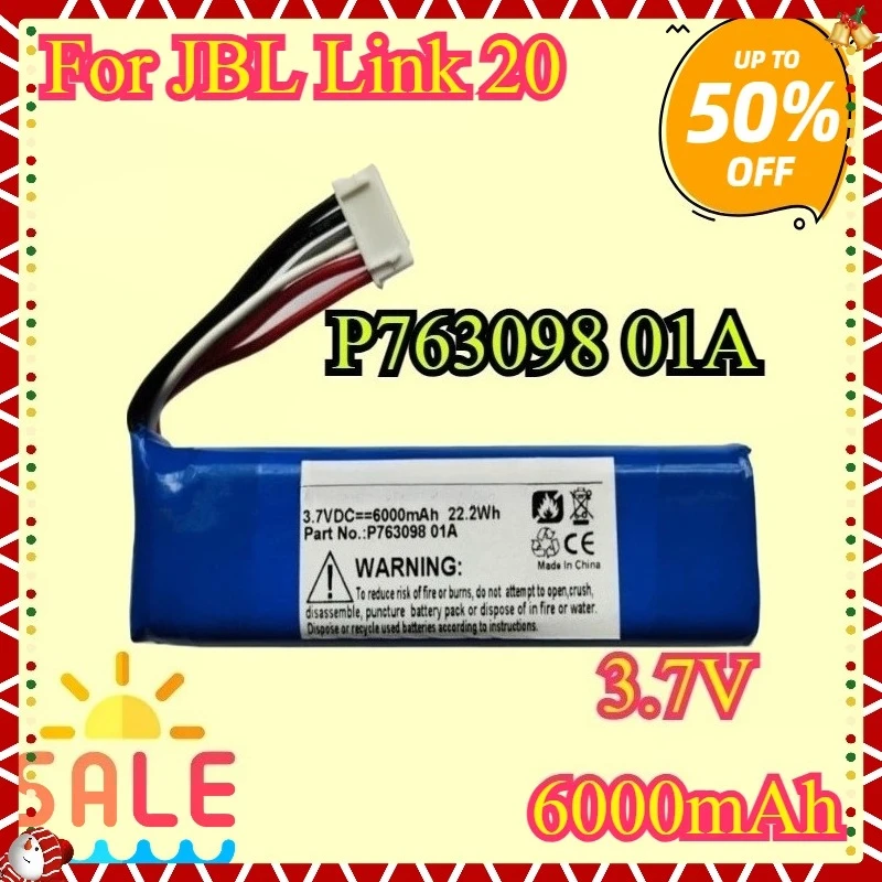 

NEW High-quality Replacement Battery P763098 01A for JBL Link 20 Portable Bluetooth Speaker Batteries 6000mAh