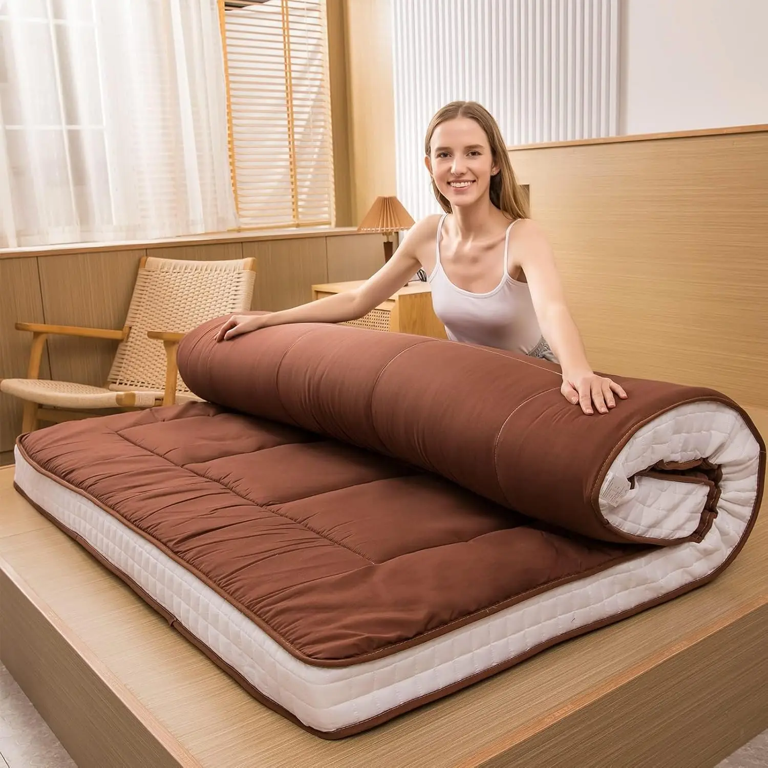 

Maxyoyo Cot Mattress Floor Futon Mattress, Narrow Twin Mattress Single Bed Mattress Floor Mattress For Adults, Foldable Roll Up