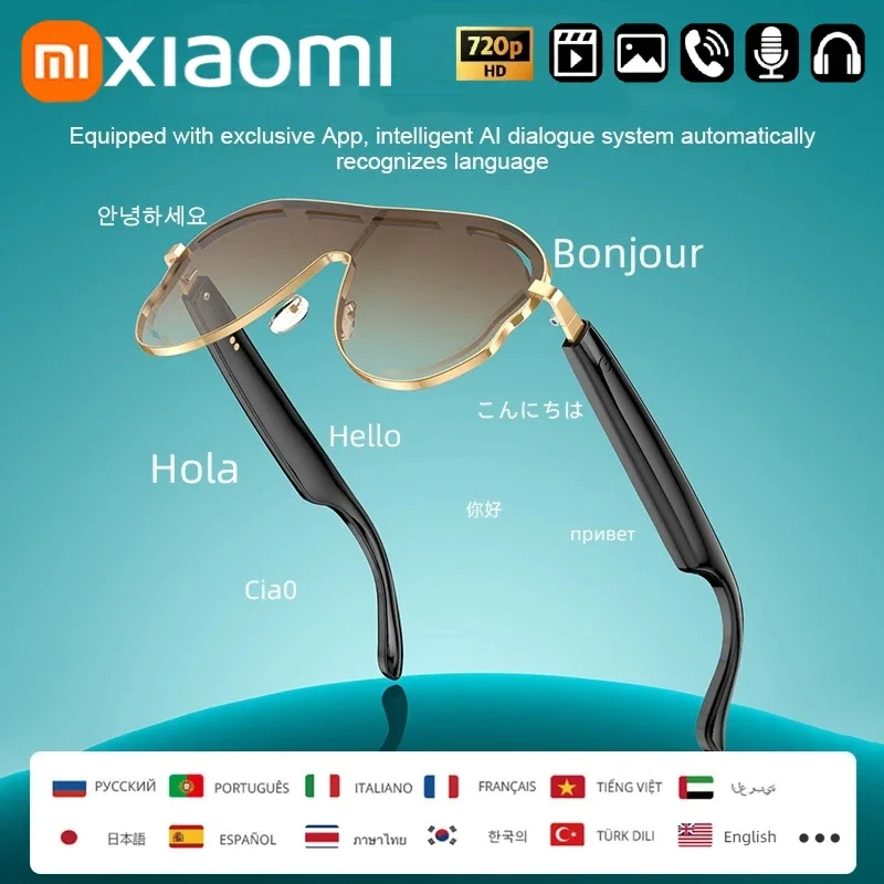 Xiaomi A17 نظارات بلوتوث لاسلكية ذكية متعددة الوظائف نظارات شمسية رياضية لتسجيل الفيديو وتشغيل الموسيقى