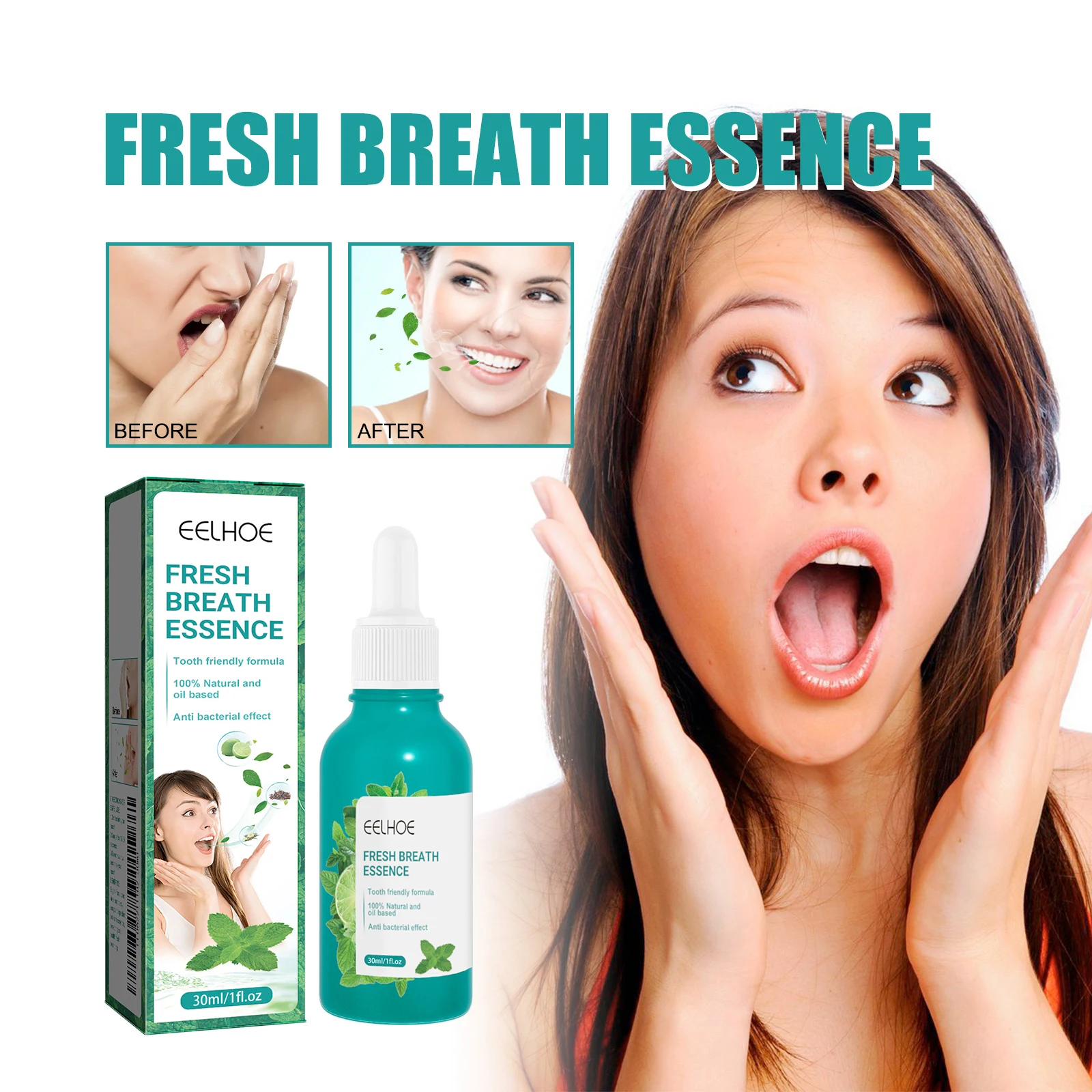 Fresh Breath Oral Essence, Bad Breath Remover, Mint Breath Freshener, Long Lasting Mouth Scent, Gentle Daily Oral Hygiene