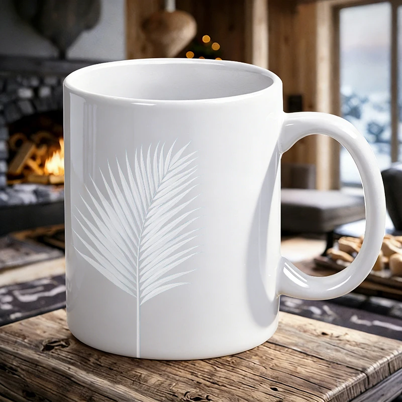 

1PCS Minimalist Style Palm Leaf Ceramic Mug, Coffee Cup, Milk Cup, Office Tea Cup, Drinking Cup, Fade-Resistant,Gift for Friends