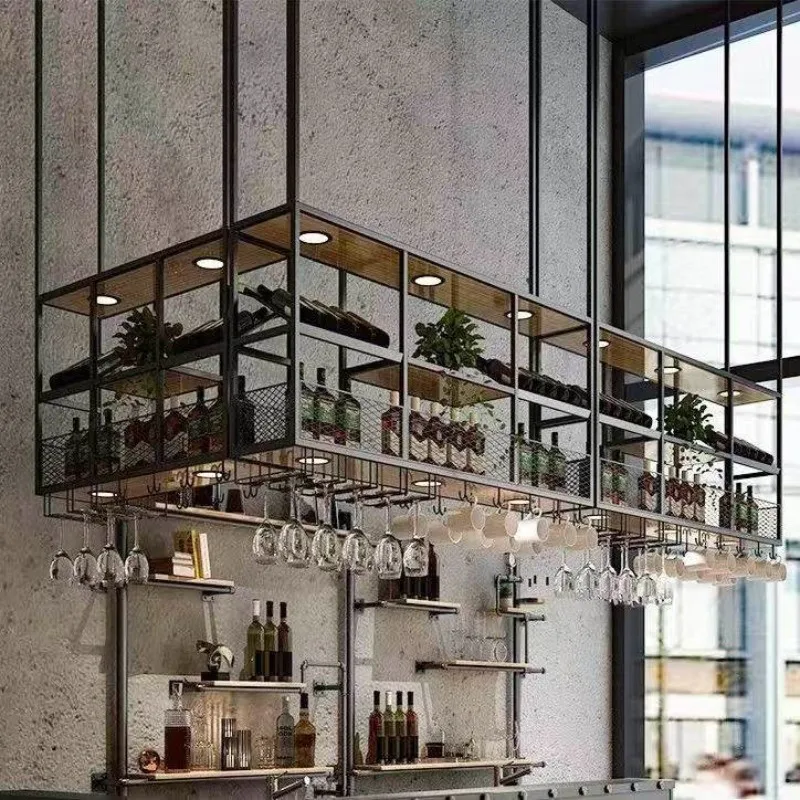 

Bar stainless steel hanger hanging wine rack restaurant stainless steel hanging cabinet