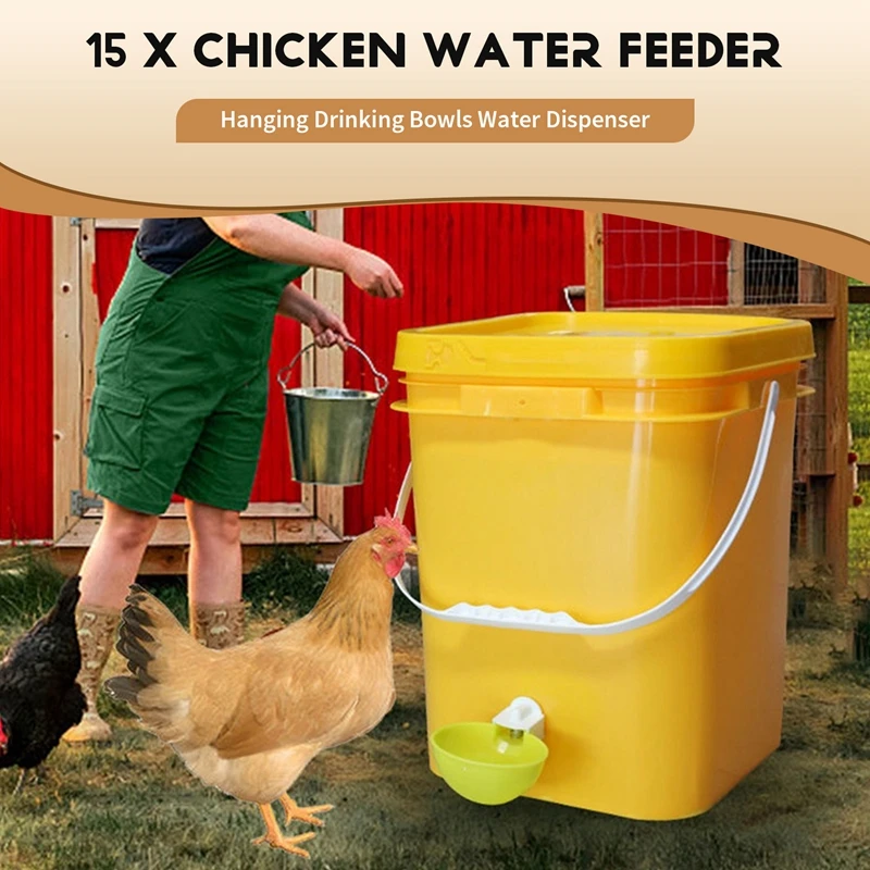 ABGR-15Pcs الدجاج سقي التلقائي شارب الدجاج المغذية البلاستيك الدواجن مياه الشرب أكواب مزرعة الدواجن لوازم الحيوانات