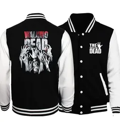 The Walking Dead Jacket Men Wing Print Coat 2022 Spring Autumn New Brand Black White Baseball Uniform Hip Hop Streetwear Homme