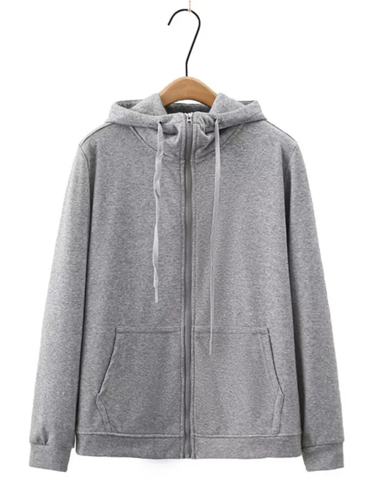 Plus Size Damen bekleidung Frühling und Herbst Freizeit jacken einfarbige Kapuze Langarm Sweatshirt für Frauen unter 220 Pfund