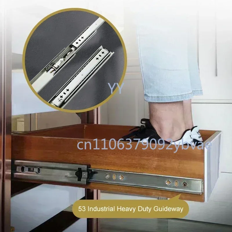 25-135CM Stainless Steel Drawer Heavyduty Slides with Lock Slide Keyboard Silent 2-Fold Guide Rail Cabinet Furniture Hardware