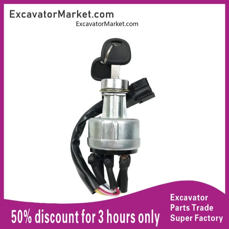 

Excavator Spare For Sany 55 60 135 215Ignition switch start key lock Head Start power switch Excavator Parts