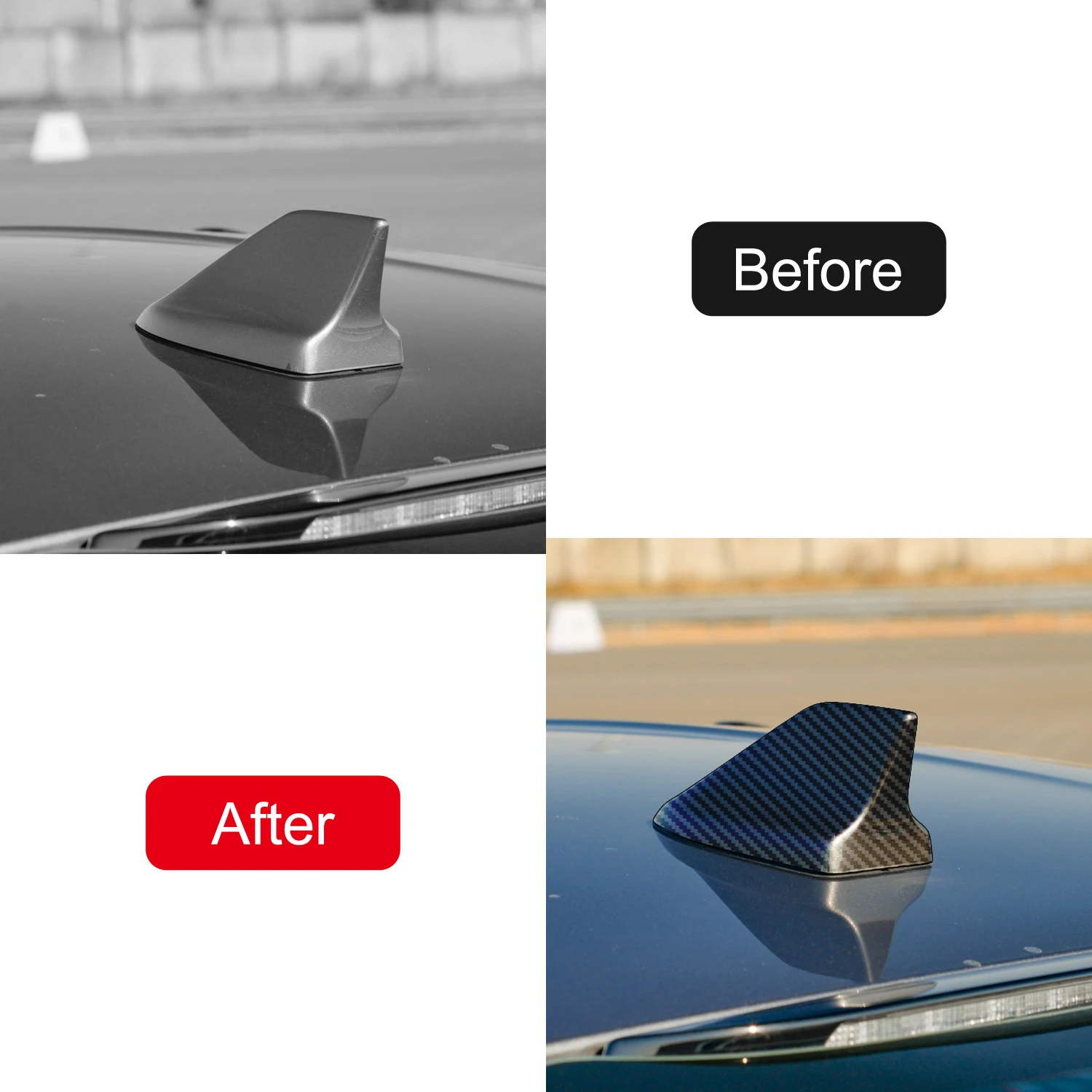 For Ford Mustang Fastback 2024 2025 Carbon Black Exterior Roof Shark Fin Aerial Antenna Decor Cover Trim Car Accessories 1pcs
