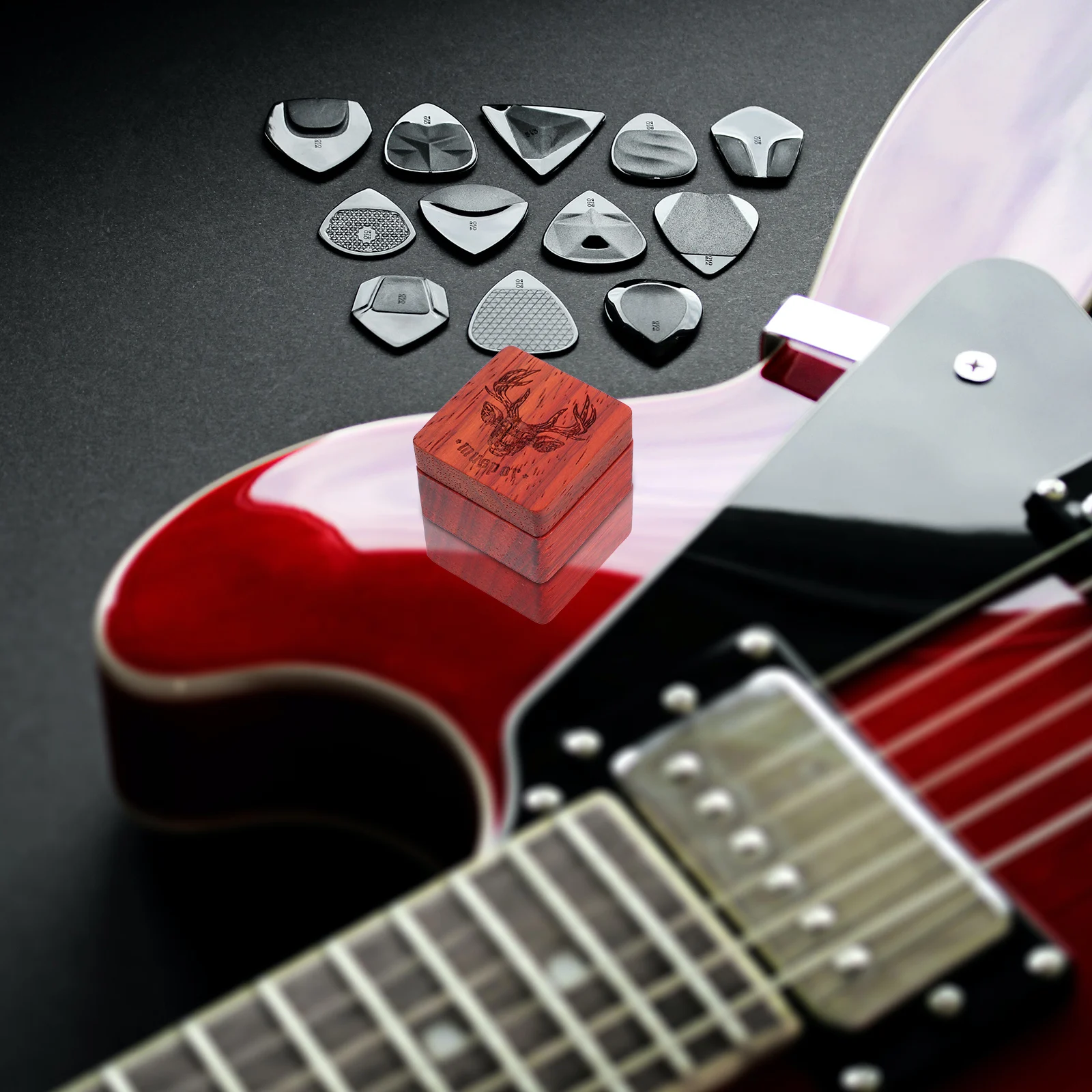 

Pick Storage Box Organizer for Guitar Picks Container Wood Cases Musical Instrument Plectrum Holder
