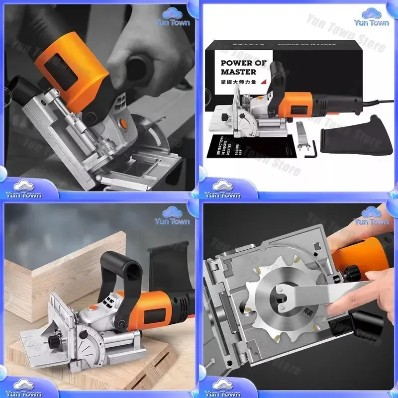 760W Woodworking Slotting Machine for Electric Wood Biscuit Joiner for Angle Adjustable Non-hole Splicing Slotting Tool for