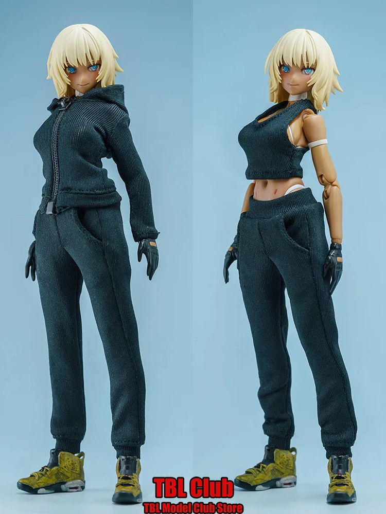 2 kleuren 1/12 Vrouwelijke Soldaat Strak Vest Kapmantel Casual Joggingbroek Kleding Accessoire voor 6 "Beweegbare Figuur Body Fans geschenken