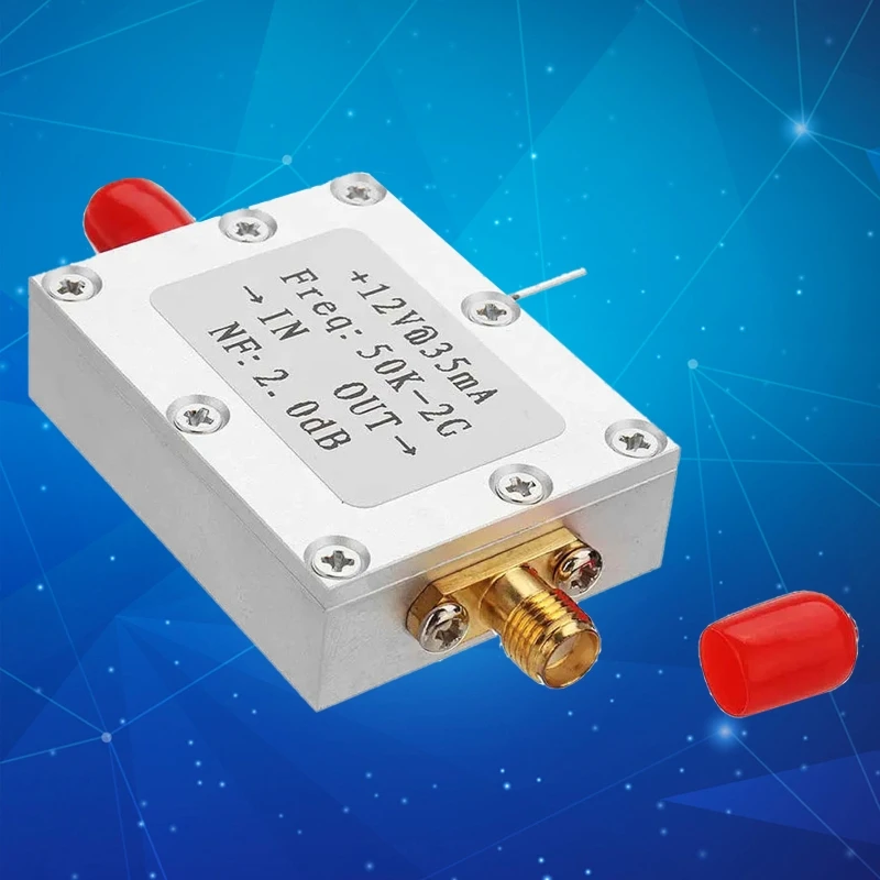 RF Amplifier Low Noise High Gain Amplifier Ham Radio Module LNA 50K-2GHz for RF FM HF VHF / UHF Ham Radio Module