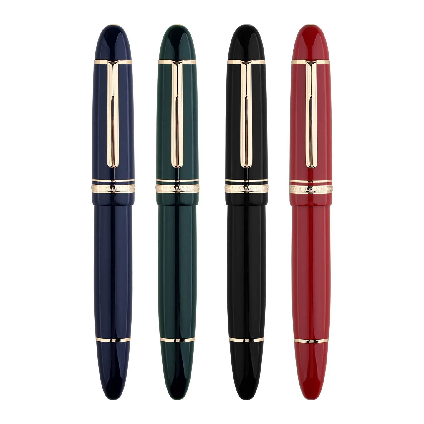 

MAJOHN P141 Large Resin Piston Fountain Pen No.8 Fine Nib,Huge Ink Window Writing with Gold / Silver Trim Writing Gift Pen