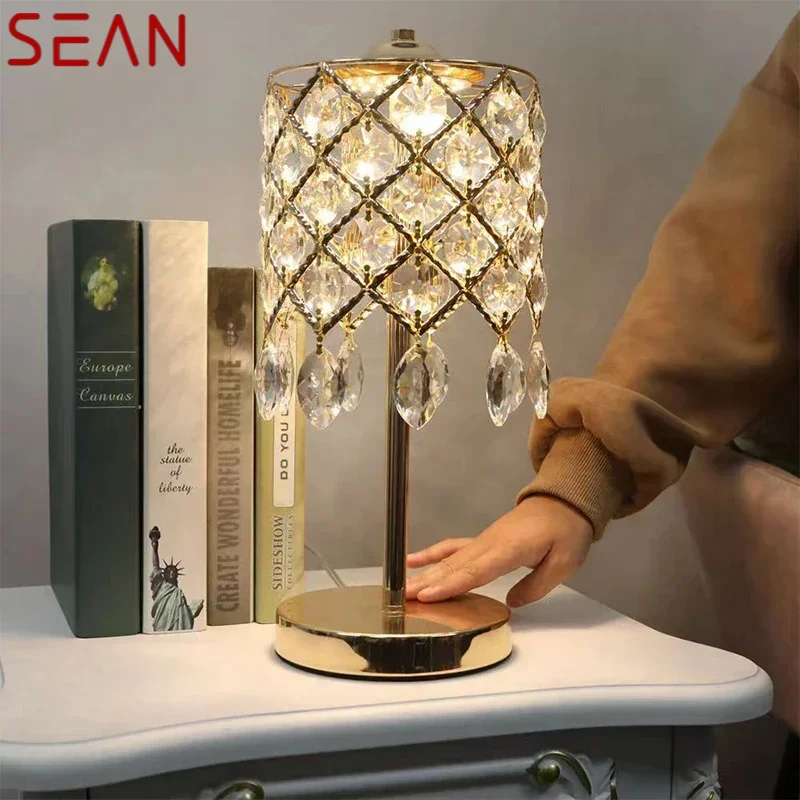 SEAN-Lámpara de mesa de cristal contemporánea, luz LED Simple y creativa para mesita de noche, decoración del hogar, sala de estar y dormitorio