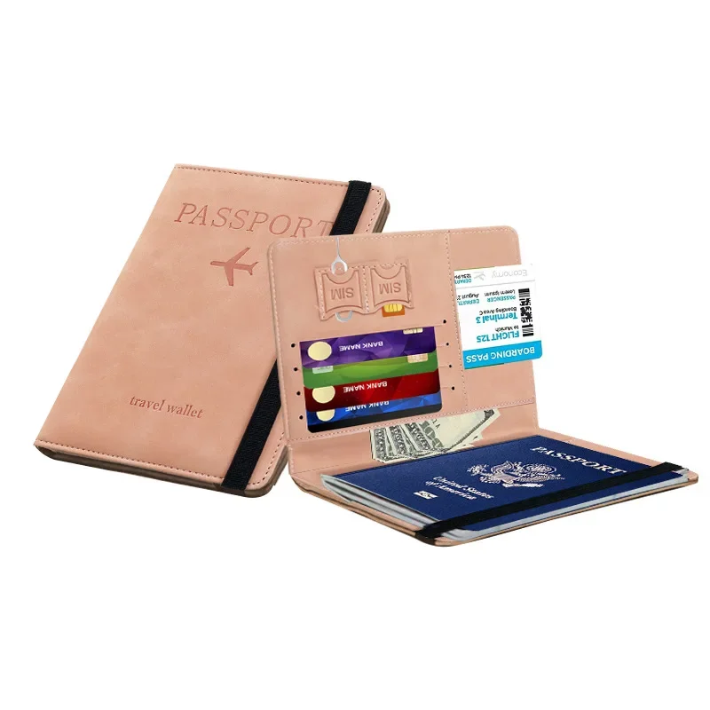 PU Travel Wallet RFID Passport Covers for Women Men Passport Holder Id Credit Card Holder Flight Ticket Clip Travel Accessories