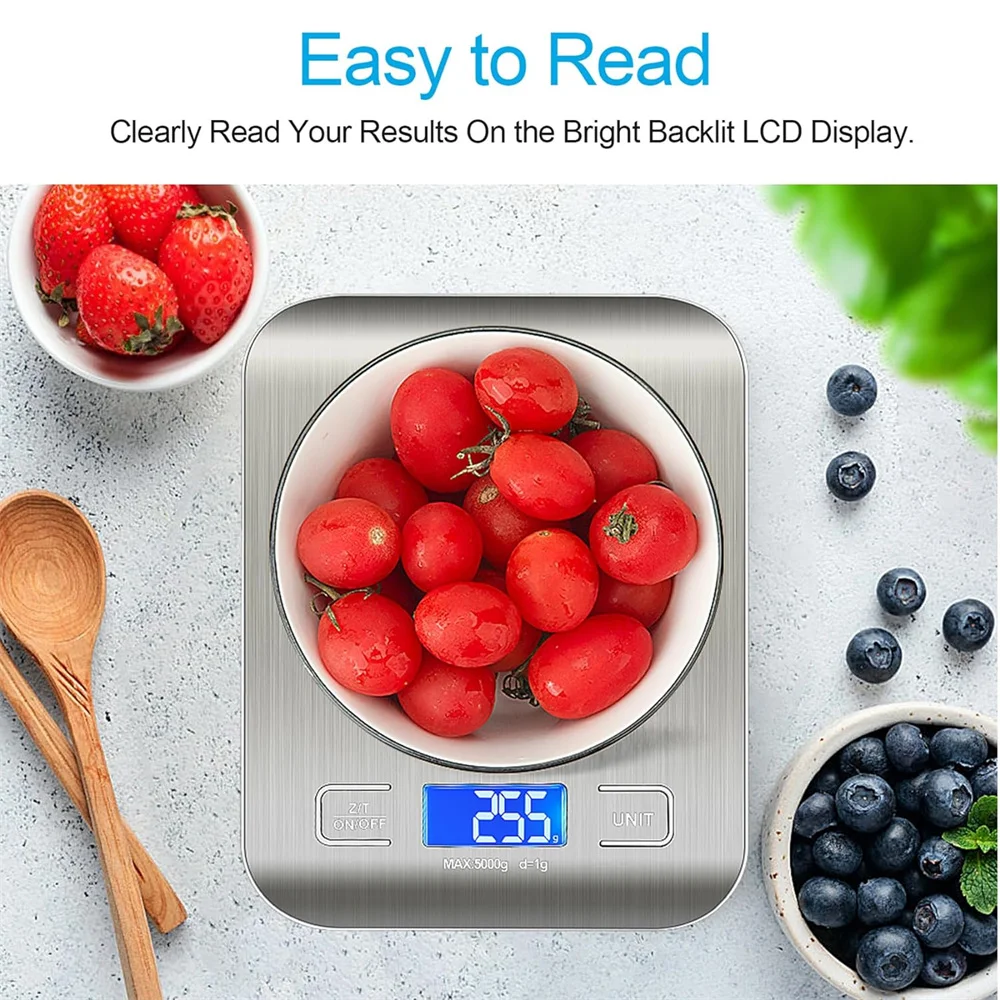 Digital Kitchen Scale, Professional Digital Scale 10kg/1g Accurate Measurement, Stainless Steel Kitchen Scale for Baking Cookin