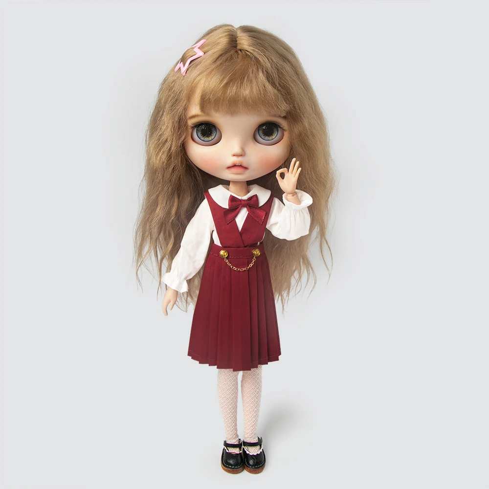 Blyth Clothes Lace Vintage Dress Shirt Pleated Skirt Uniform Set Maid Skirt Suit Ymy Licca Azones Ob22 24 27 Doll Accessories