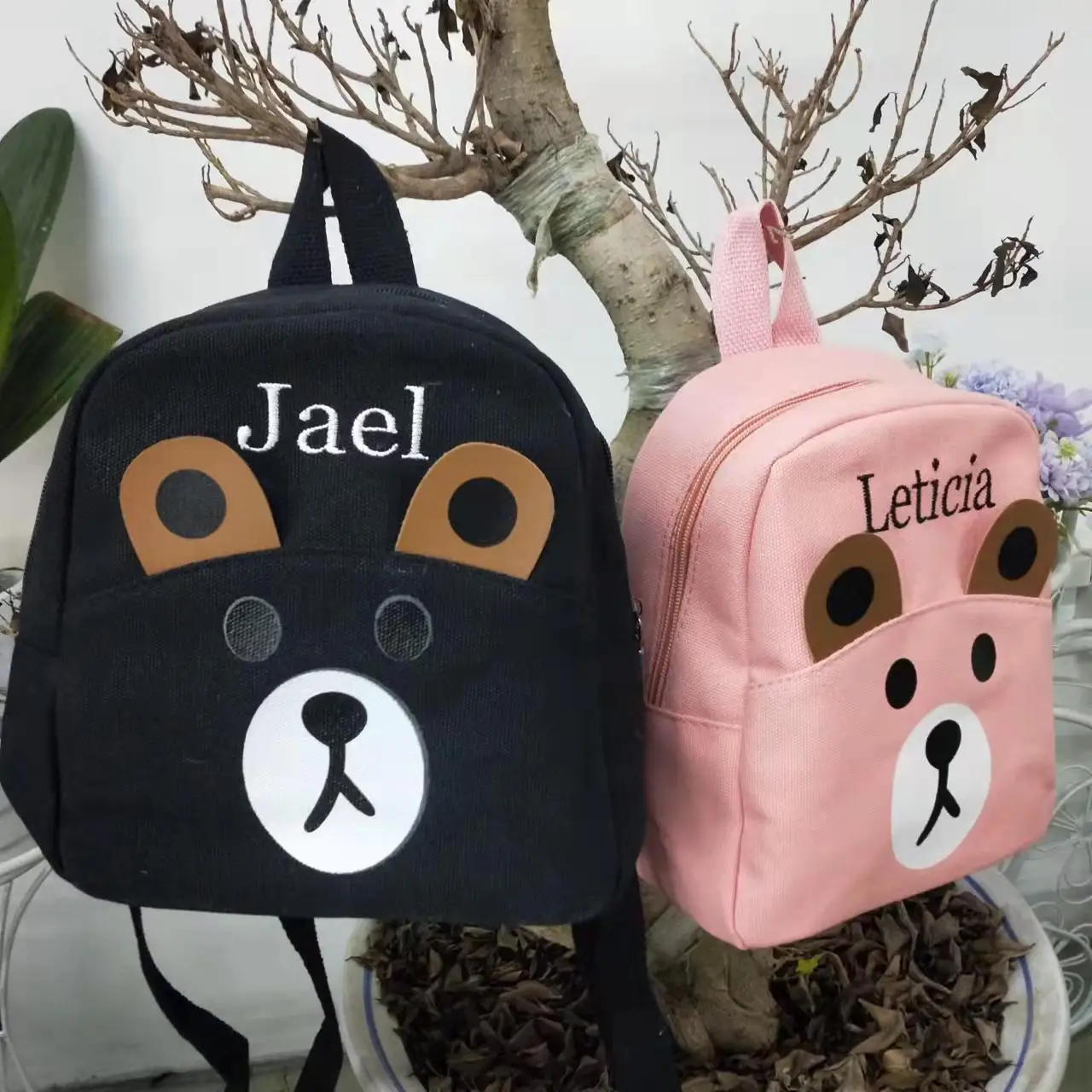 Mochila personalizada para niños, bolso de guardería escolar con nombre personalizado, mochila bordada para niños pequeños, mochila de peluche