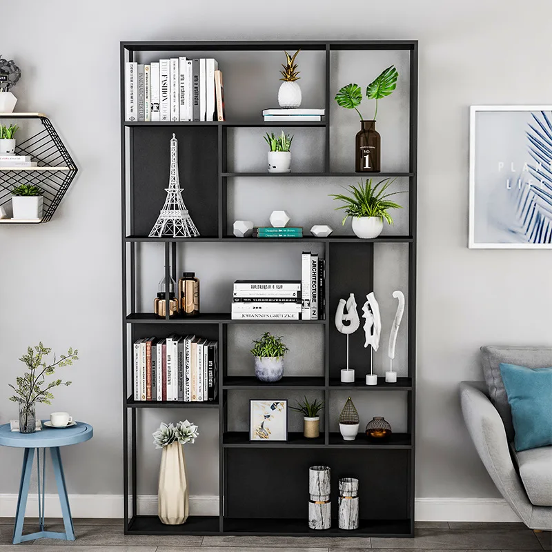 

Nordic wrought iron bookshelf shelf living room floor-to-ceiling simple storage shelf office multi-layer modern