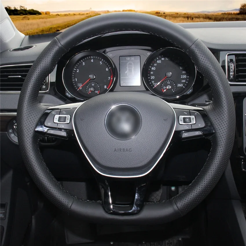 

DIY Hand-Stitched Non-slip Leather Steering Wheel Cover for Volkswagen Golf 7 Mk7 New Polo Jetta Passat B8 Tiguan Sharan Touran