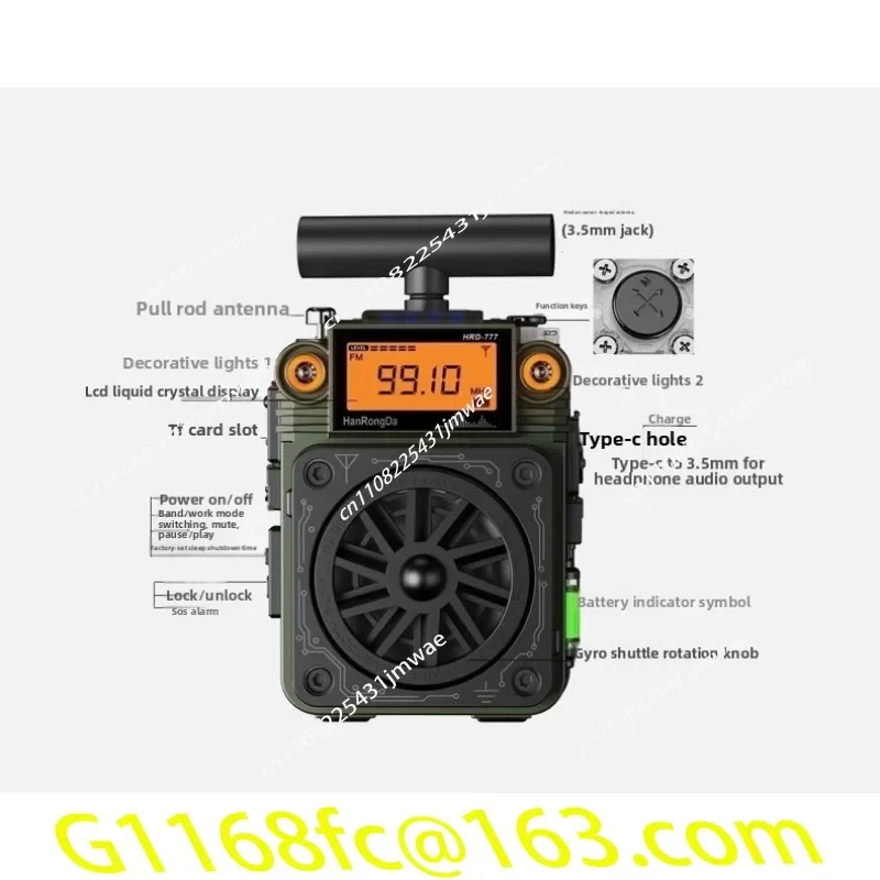 Suitable for Radio Enthusiasts! HanRongDa HRD 777 Full-Band Mini Radio Receiver, Stereo Sound, Metal Case & Bluetooth part
