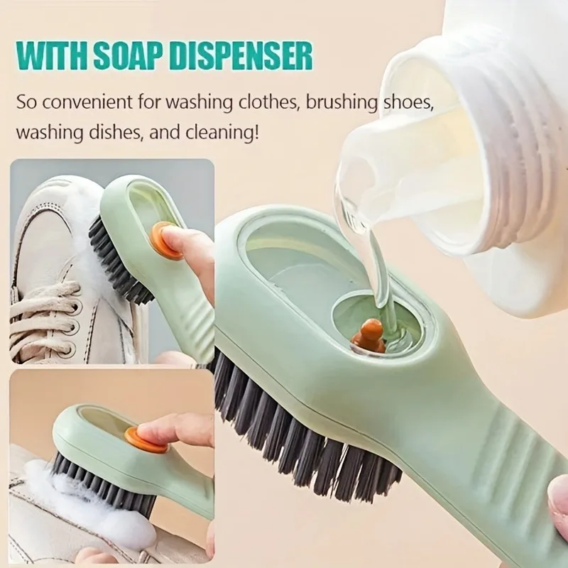 Multifunktionale Reinigungsbürste für Schuhe, weiche automatische Flüssigseifenbürste mit langem Griff, Kleiderbürste mit Haken, Reinigungswerkzeug – Detail 1