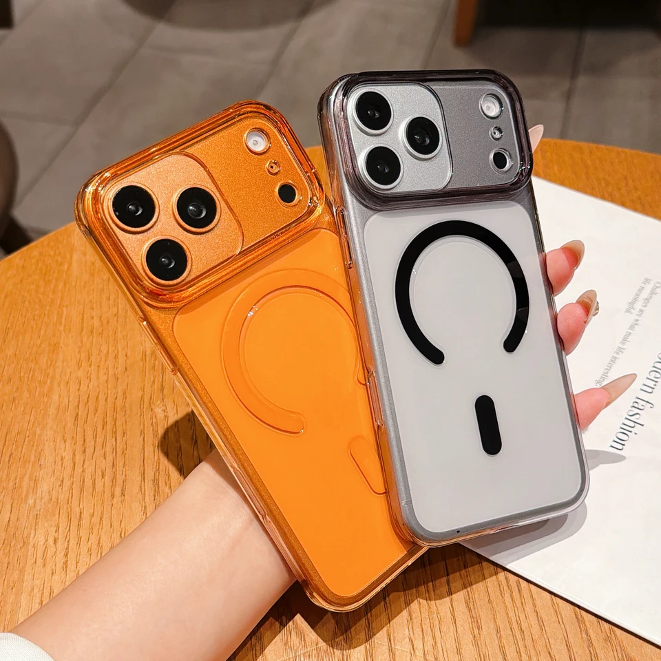 Funda magnética transparente para iPhone 15 16 17 18 Pro Max, cubierta dura de PC transparente de lujo para carga inalámbrica Magsafe 5