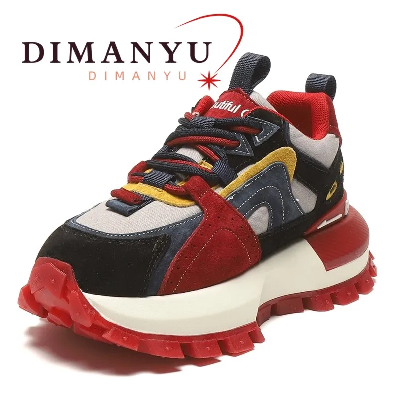 

Women's Sneakers Shoes Genuine Leather Color Block 2026 Spring New Platform Dad Shoes Women's Fashion A-Gan Shoes
