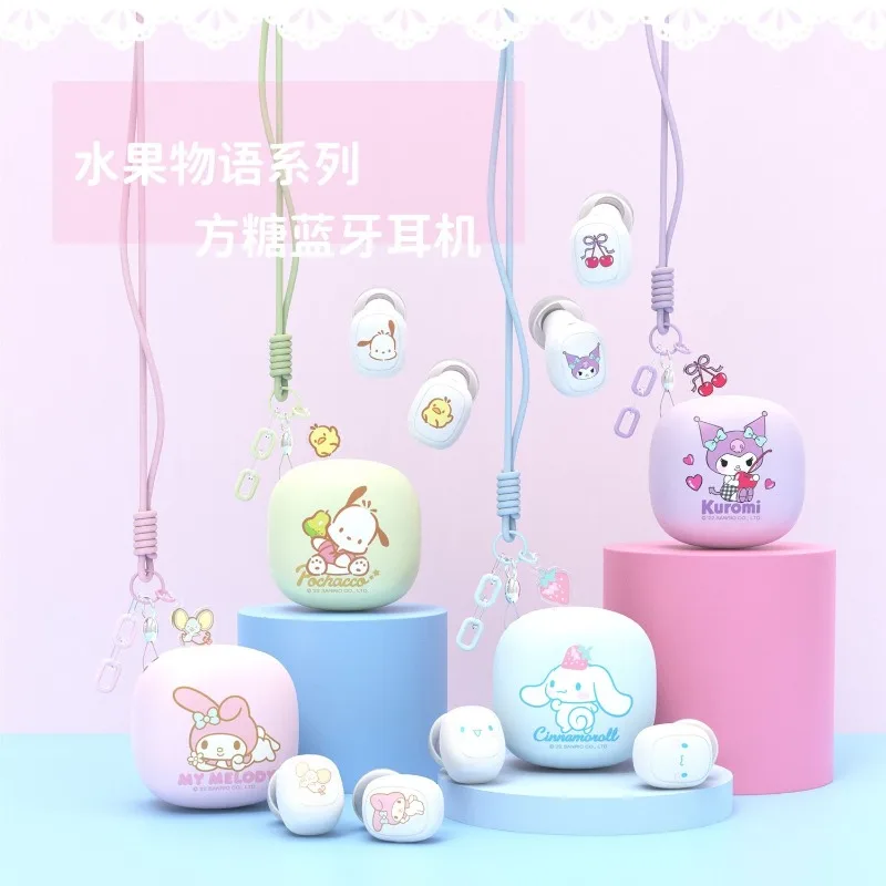 

Kuromi Melody Sanrio Fruit Tale Sugar Cube Bluetooth Earbuds Cute Mini Exquisite and compact, easy to carry