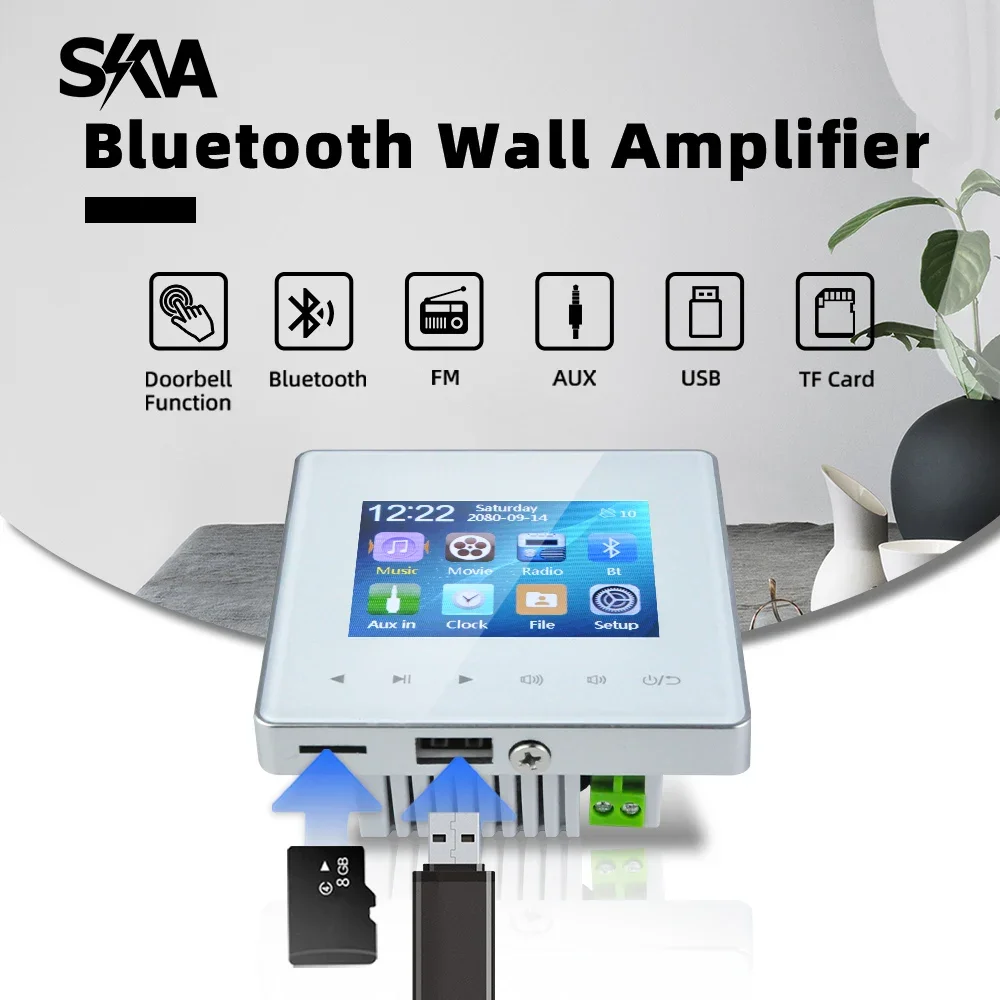 

Портативный домашний усилитель с Bluetooth и потолочными динамиками полного диапазона, поддержка FM-радио, 6 языков, бытовая электроника