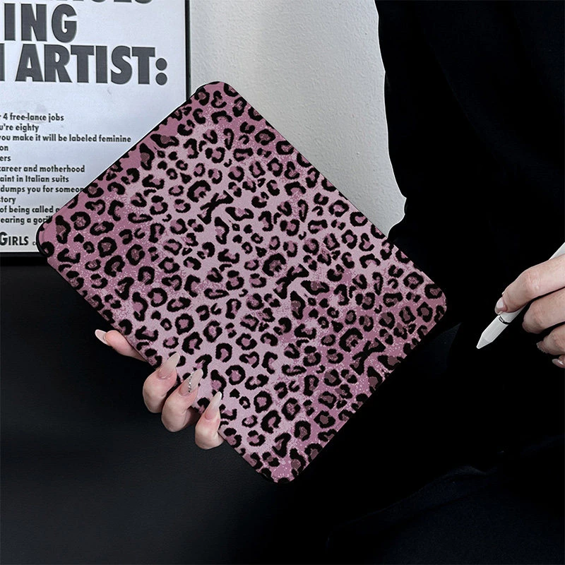 Dark Purple Leopard Print 360° Rotation Cover For iPad Pro 13 11th M5 M4 12.9 A16 10 8 7 9th 10th Air 11 M2 M3 Mini Tablet Case