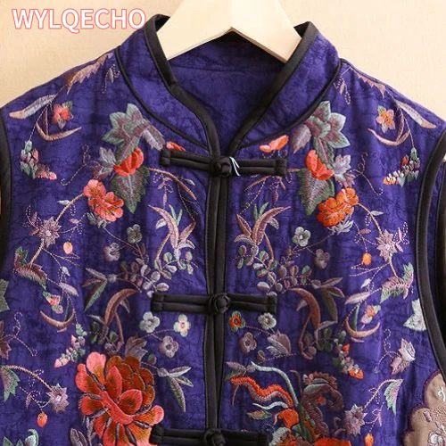 2023 traditional chinese women vintage elegant vest flower embroidery cotton linen vest women tops elegant oriental tang suit