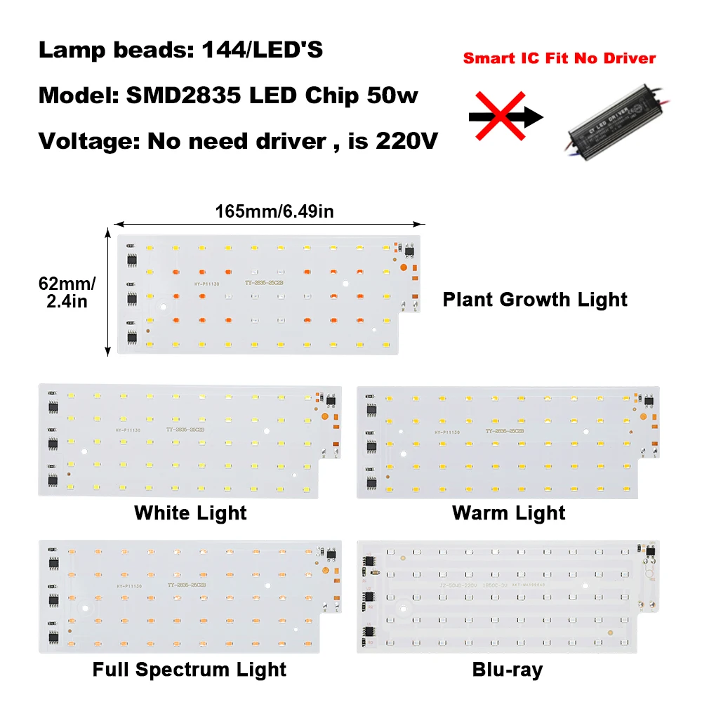 LED Lamp Chips 220V 50W 2835SMD Light Beads Smart IC No Need Drive for Flood Light Street Lamp Outdoor Lighting LED Chip