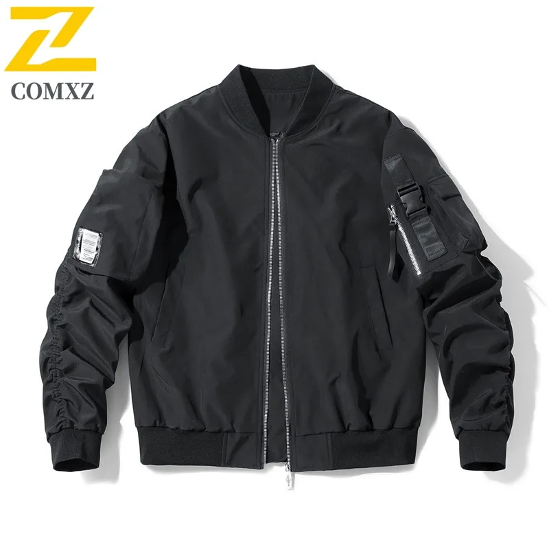

COMXZ 2025 Men Flight Jacket American Style Pilot Jacket Waterproof Windproof Outerwear Casual Stand Collar Outdoor Sports Coat