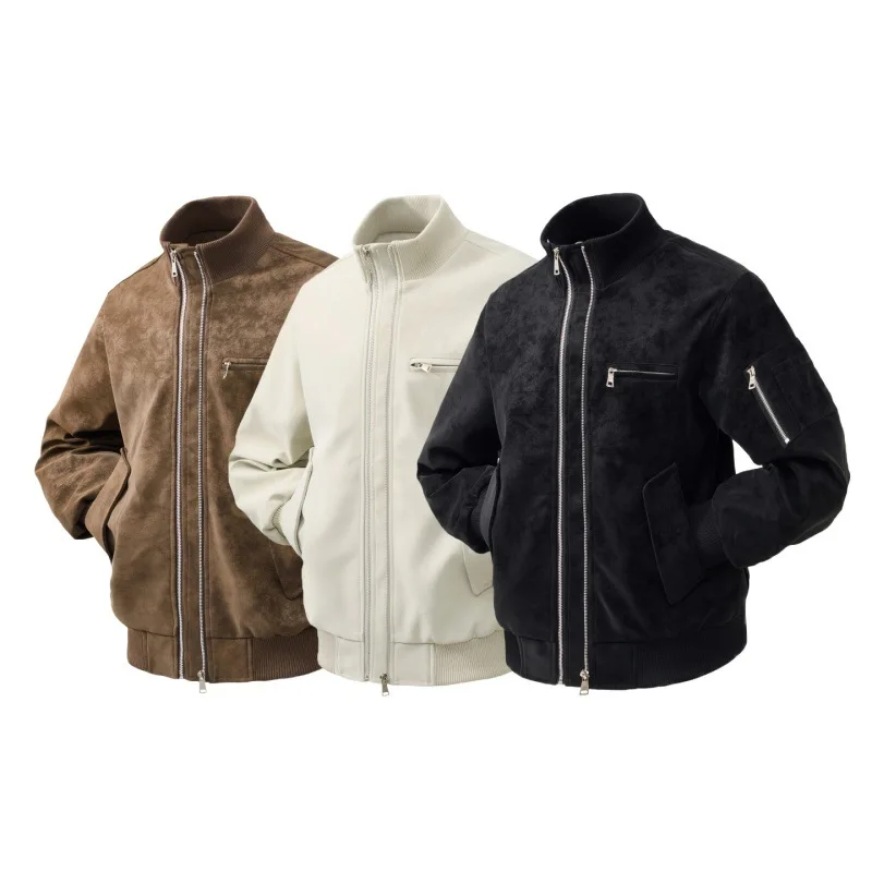 2026 Autumn New American Leather Jacket Men's Trendy Tooling Jacket Vintage Locomotive Leather Jacket