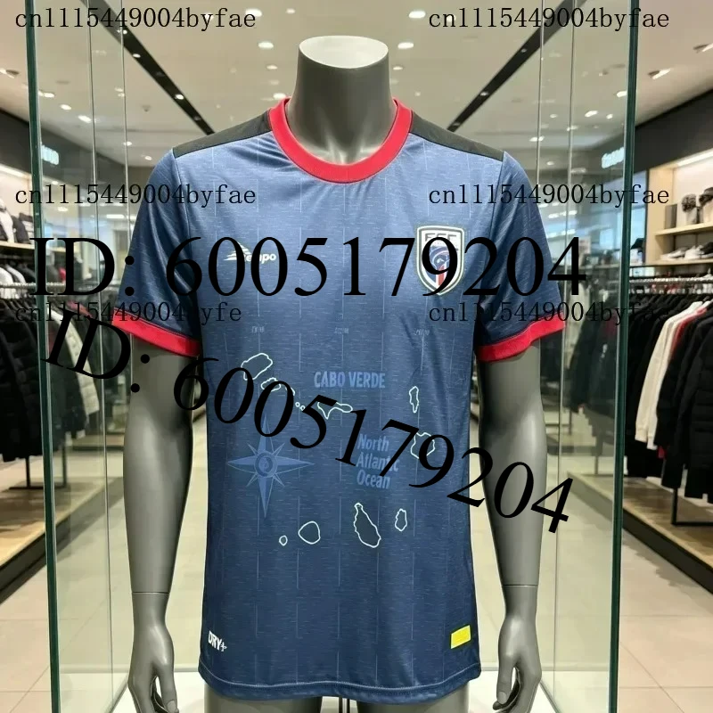 2026 3D-gedrucktes Trikot Kapverde Nationalmannschaft Blaue Karte Trikot Tempo Sponsor CAF Atmungsaktives Fußball-T-Shirt Familien- und Kinder-T-Shirts