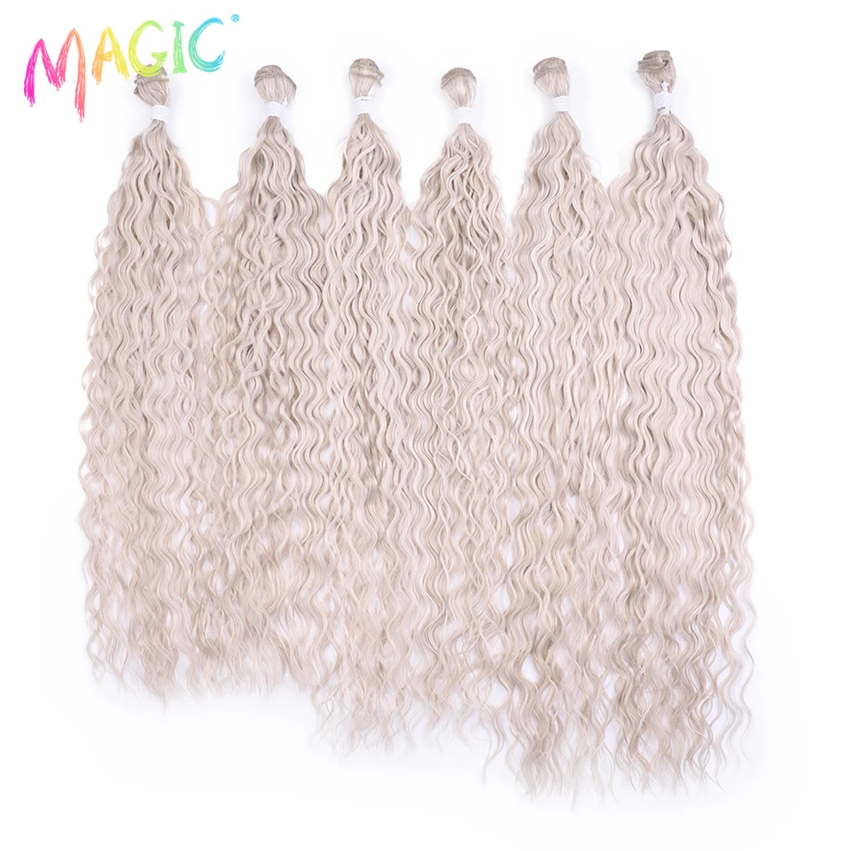 

Magic Synthetic Fake Hair Extensions Afro Kinky Curly Hair Bundles Ombre Blonde 24 26 28 inch Super Long Wave Hair Weave