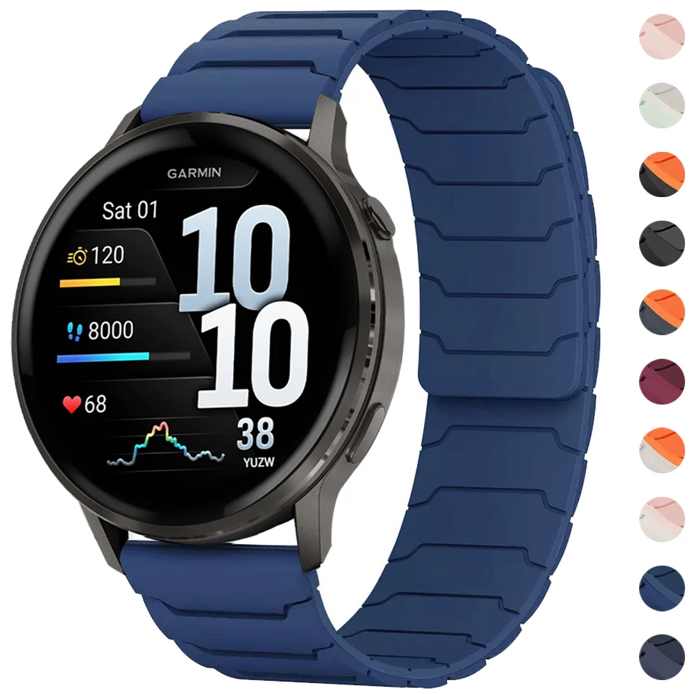 20mm 22mm Silicone Strap For Garmin Venu 4 3 2 Sq Magnetic Watch Band for Forerunner 570 265 245 255 Music Vivoactive 6 5 Correa