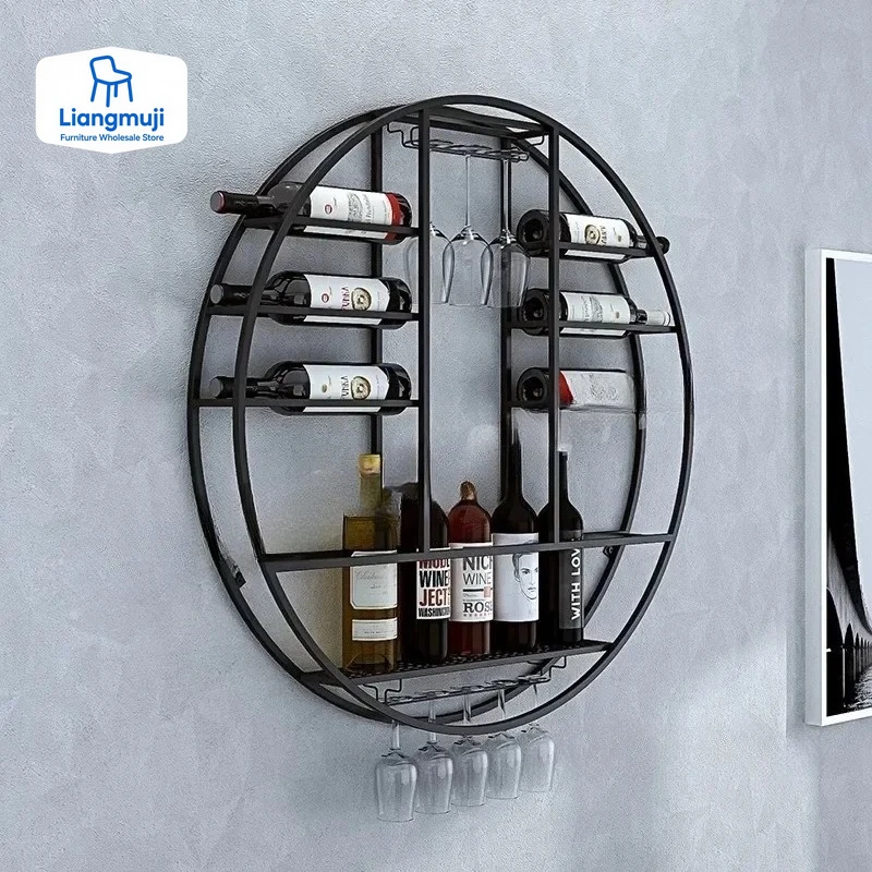 

Luxury Bar Wine Display Rack Cabinets Wall Mounted Rack Iron Cabinet Kitchen Hanging Organizer Weinregal Household Products