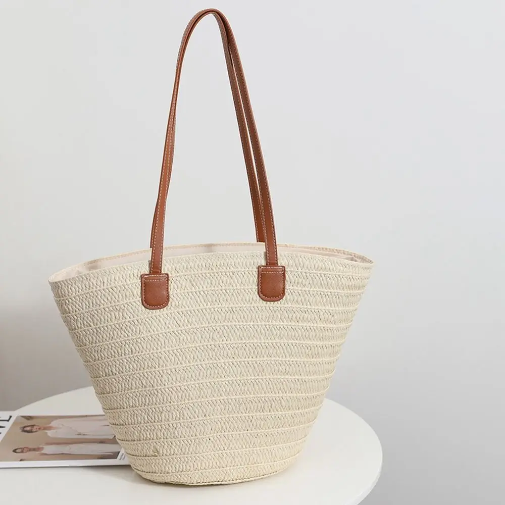 Sac à main en paille tissé de style bohème pour femmes, sac de plage de grande capacité, sac à main portable, sac vintage, simple et décontracté