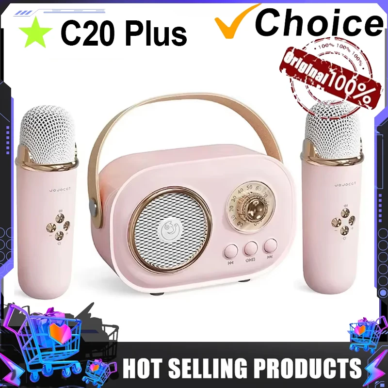 Bluetooth Speaker With 2 Wireless Microphone Support Karaoke TF Card FM Play HIFI Bass Handsfree Call Children's Birthday Gift