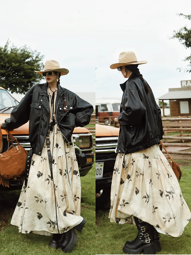 TIYIHAILEY Spring Autumn Women Dresses Full Lantern Sleevev Printed Loose Ladies Clothing Fashion Long Maxi 2025 2pcs New